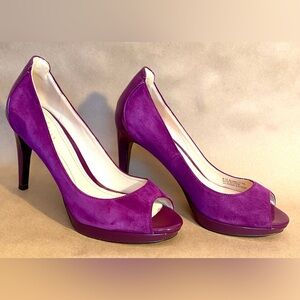 Cole Haan x Nike Air women’s 6B purple suede and patent leather peep toe pumps